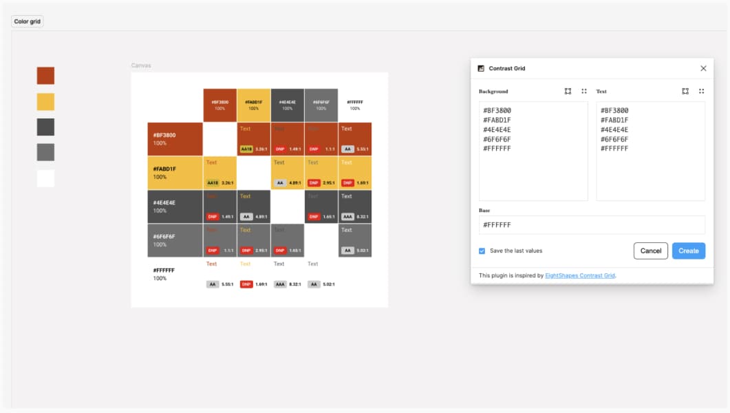 Example of a color mat rice built in Figma