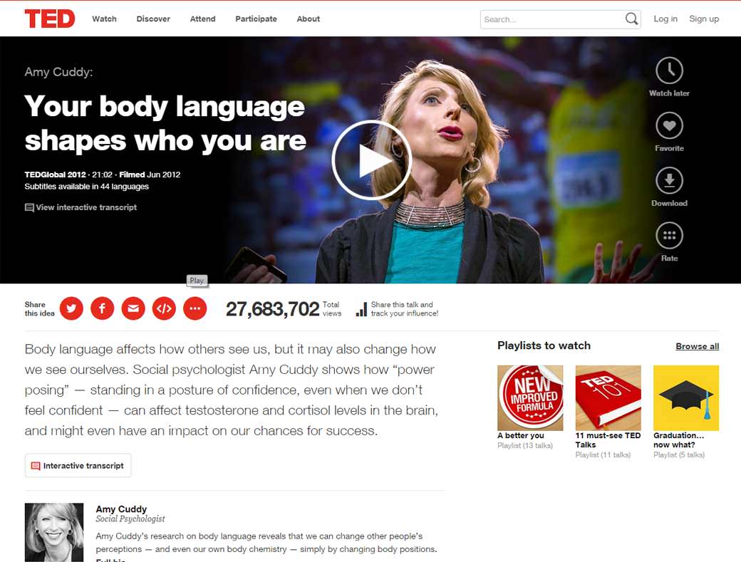 Amy Cuddy: Your body language shapes who you are