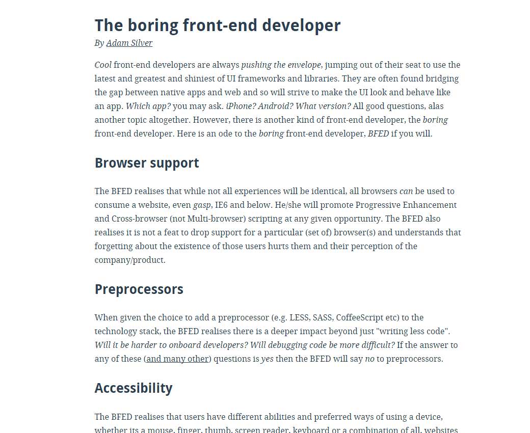 The boring front-end developer