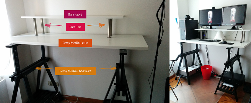 Mon bureau assis/debout (standing desk) pour moins de 110€