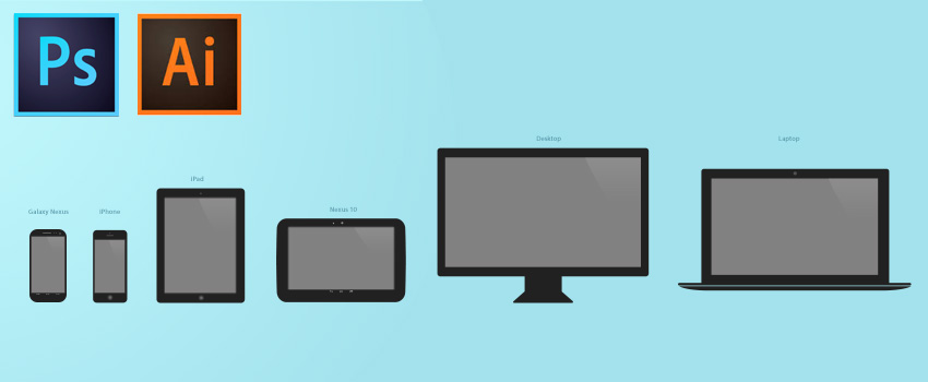 [Update] Mobile and desktop device template Photoshop and Illustrator format