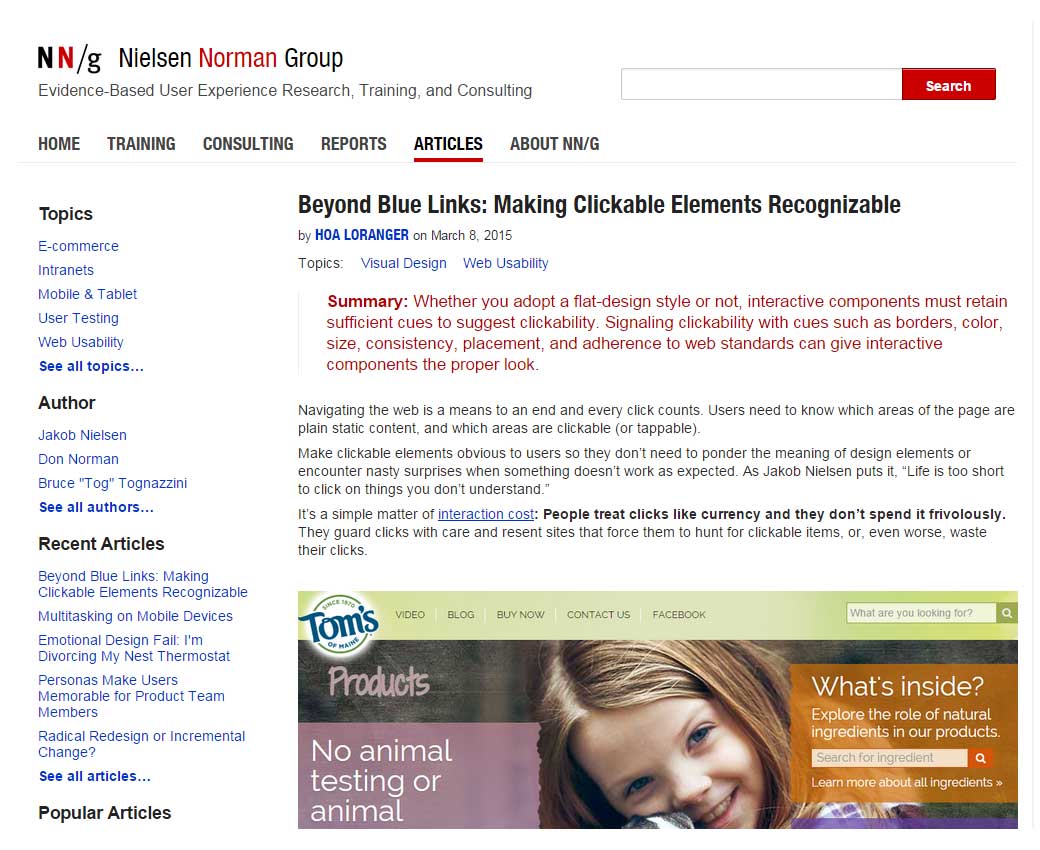 Beyond Blue Links: Making Clickable Elements Recognizable