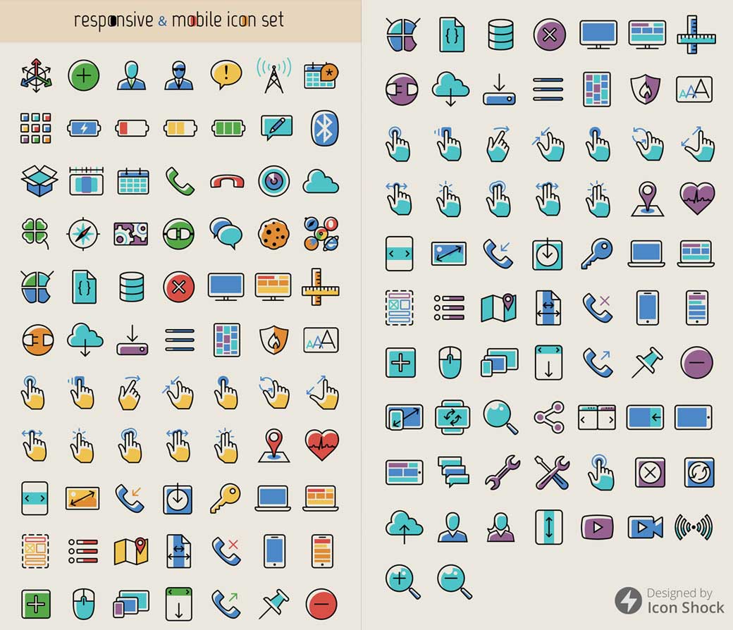 Responsive And Mobile Icon Set