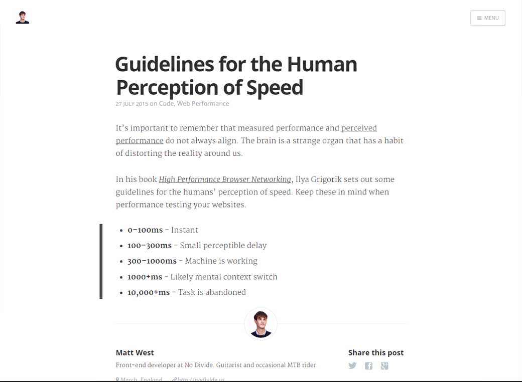 Guidelines for the Human Perception of Speed