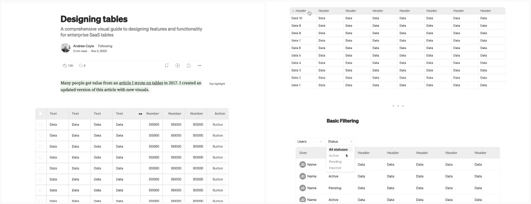 Screenshot of "Designing better tables"