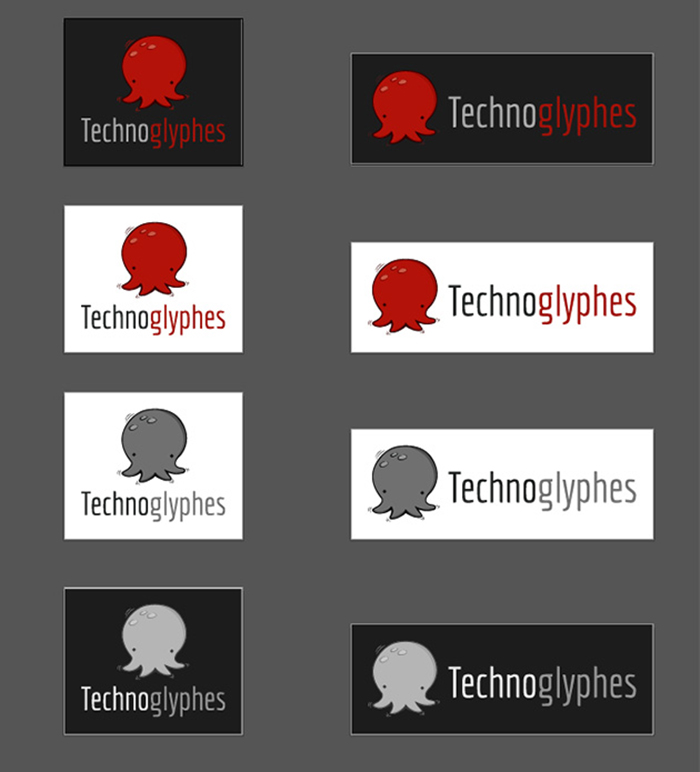 Versions finales et déclinées du logo Technoglyphes