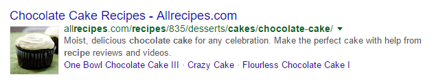 Image des SERP de chocolate cake