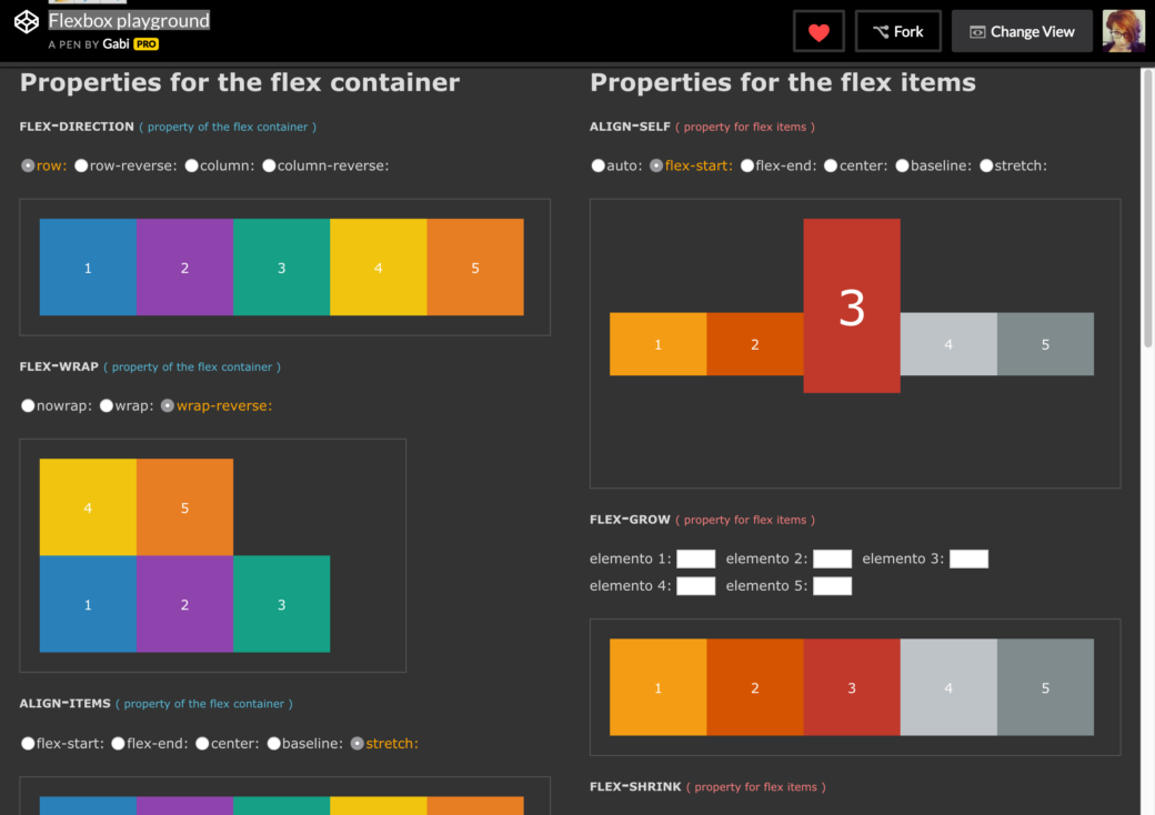 Flexbox playground