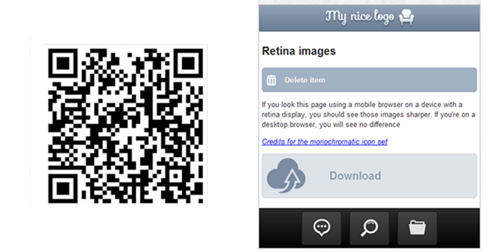 le qrcode ainsi qu'un screenshot de l'application